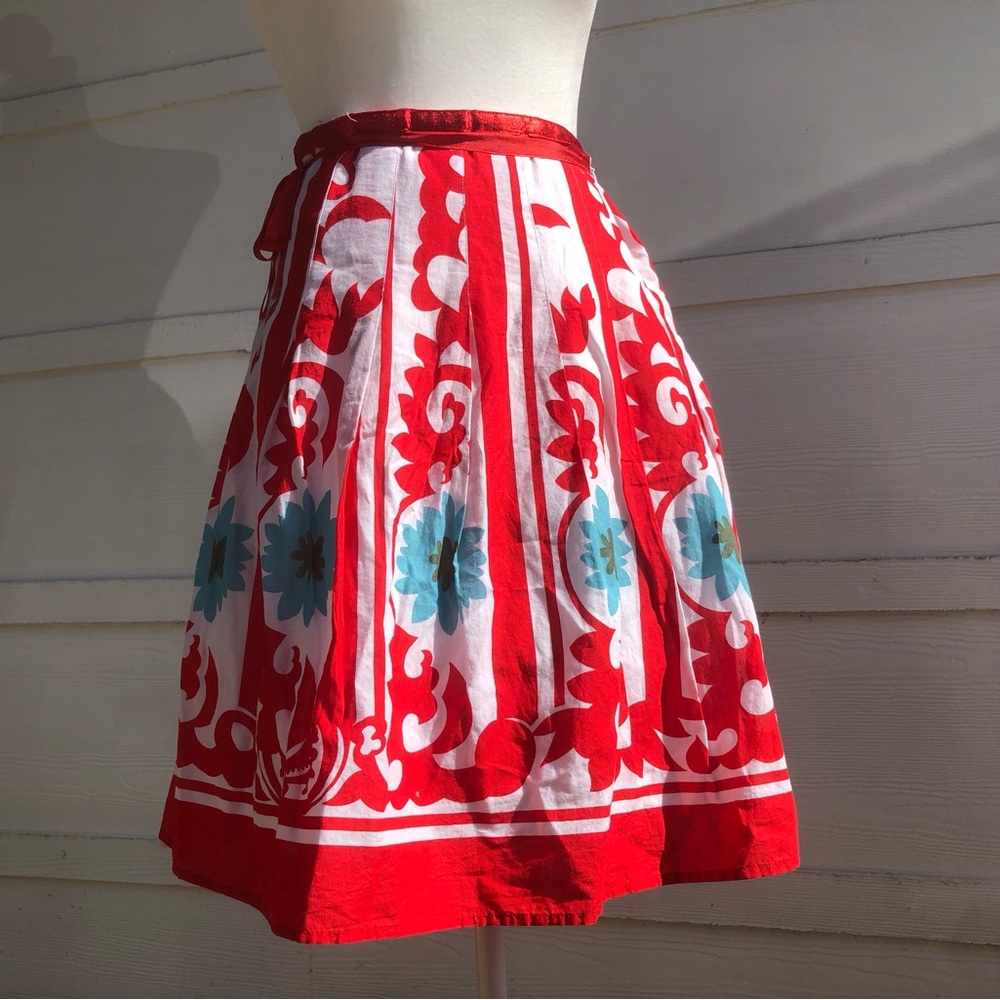 Vintage 100% Cotton Floral Midi Skirt
